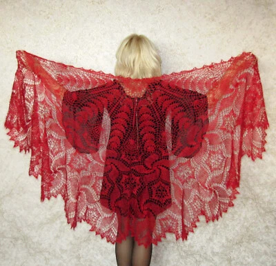 Gestrickter Ziegenflaum Schal Orenburger Schal Pelerina Strick Stola Handmade - Bild 1 von 4