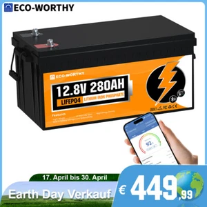 12V 280Ah Bluetooth LiFePO4 Lithium Batterie mit BMS Solarbatterie Solaranlage - Bild 1 von 12