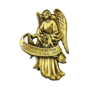 Don't Drive Faster than your Guardian Angel can Fly - Auto Visor Clip - Brass - Picture 1 of 1