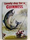 Guinness Beer Tin Sign Metal-Bar Irish Pub Lovely Day For A Guinness With Fish 