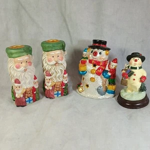 K’s Collection Christmas : Two Santa Candlestick Holders + Tea Light + Frosty - Picture 1 of 13