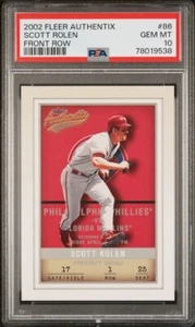 2002 Fleer Authentix Front Row #86 Scott Rolen 141/150 PSA 10 Gem Mint Pop 2 - Picture 1 of 4