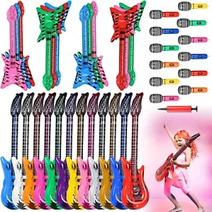 37 Pcs Inflatable Rock Star Instrument Set, 12 Inflatable Guitar 36 Inch 12 - Picture 1 of 6