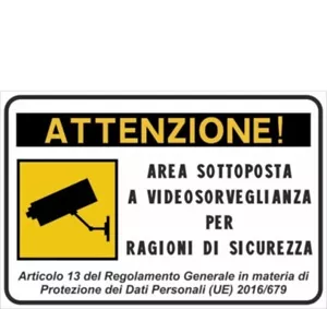cartello area videosorvegliata videosorveglianza 60x40 ferro ribordato per palo - Foto 1 di 4