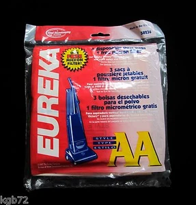 Eureka Style Type AA Vacuum Bags GENIUNE Eureka 58236 ~ 3 Bags & 1 Micron Filter - Picture 1 of 2