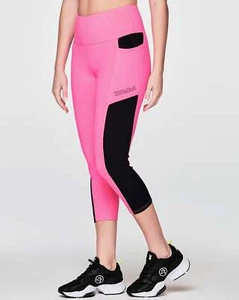 Zumba Electric Bright High Waisted Crop Leggings - Gumball Z1B000332 - Picture 1 of 10