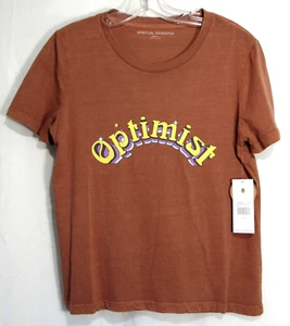 Camiseta Spiritual Gangster Marrón Gráfico Optimista Manga Corta Talla Pequeña Nueva con Etiquetas - Imagen 1 de 6