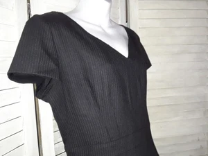 Vestido Armani Collezioni Talla 14 Sin Mangas Lana Virgen Negro Pin Rayas - Imagen 1 de 8