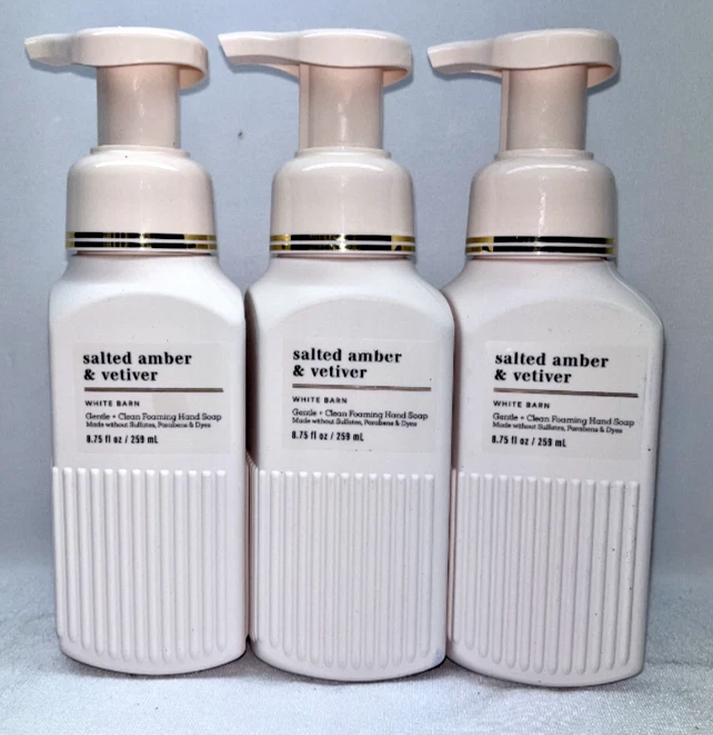 3 Salted Amber & Vetiver Gentle Foaming Hand Soap Bath & Body Works 8.75 oz - Image 1 of 1