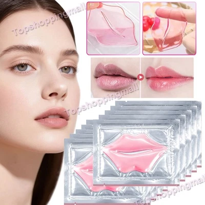 10PCS Pink Collagen Lip Mask Peel Off Moisturising Anti-Ageing Crystal Gel Masks - Image 1 of 4