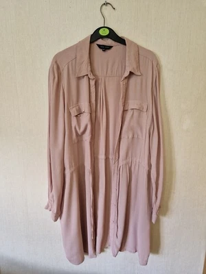 New Look Long Line Blouse, Shacket. Size 18. Dusky Pink. Pockets, Drawstring VGC - Image 1 of 4