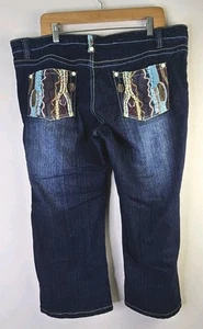 Jeans Coogi Capri taglia 19/20 blu scuro maglione ricamato a sacco tasche Y2K - Foto 1 di 11