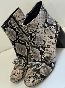 MissSelfridge Ankle Boot 7 Snakeskin Print Chain Detail 3 Inches Heel - Picture 1 of 7