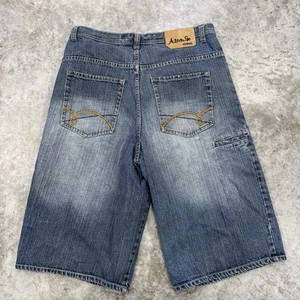 Attitude shorts mens 34 Denim y2k baggy wide leg grunge hip hop skate 90s blue - Picture 1 of 6