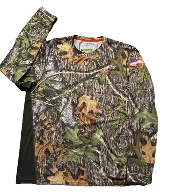 Under Armour Mossy Oak Scent Control Long Sleeve Shirt. Mens 2XL. Camo Green. - Image 1 of 4