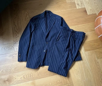 Drake’s Pinstripe Suit Navy IT48 UK38 - Image 1 of 4