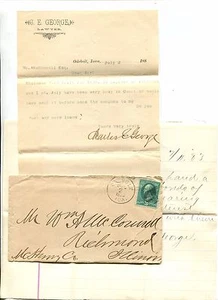 Cover & Letterhead CE GEORGE LAWYER 1888 ODEBOLT IA fancy cancel - Zdjęcie 1 z 2