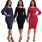 New Women Elegant Bodycon Dress High Waist Office Ladies Work Wear African Dubai