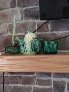 Vintage 1950's Corncob Corn Yellow/Green Teapot Stanfordware - Picture 1 of 7
