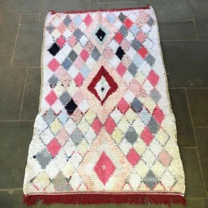 Vintage Cotton Hand Made Moroccan Rug Berber Beni Ourain Azilal T32040 - Picture 1 of 3
