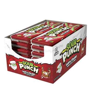 (12-Pack) Sour Punch 3.2 oz SANTA STRAWS Berry & Green Apple Gummy Candy BB 8/25 - Picture 1 of 4