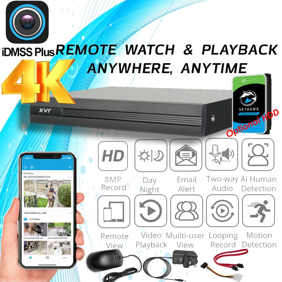 SISTEMA CCTV DAHUA 5MP UHD DVR 8CH 4CH ESTERNO 4K CCTV FULL HD SICUREZZA UK - Immagine 1 di 1
