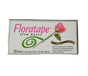 Floratape Floral Stiel Wickel Blumen 1/2" BRAUN breit x 30 Yds selbstversiegelnd 12er Pack - Bild 1 von 4