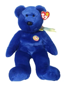Peluche TY 1999 Beanie Buddy Bear Clubby blu club ufficiale 14 pollici - Foto 1 di 7