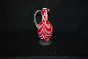 BEAUTIFUL CRANBERRY RED NAILSEA DRAPE ART GLASS CRUET MID CENTURY ITALIAN ? - Picture 1 of 5