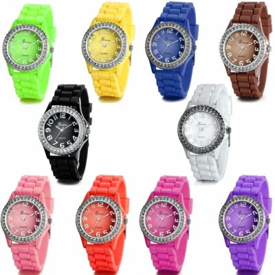 Relógio de pulso de borracha de silicone cores geléia relógio arco-íris crianças meninos meninas - Imagem 1 de 4
