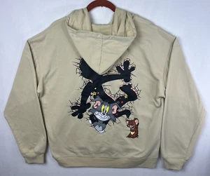 Felpa con cappuccio pullover Tom and Jerry uomo grande beige - Foto 1 di 7