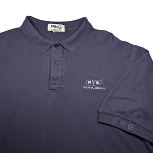 Vintage Ping Golf Polo Mens Size XL Navy Blue Atlanta Georgia GA BYO Club Shirt - Picture 1 of 14