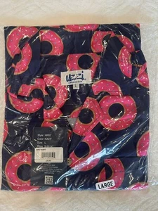 ALOHA by UZZI Men's Hawaiin style shirt-Navy w/Pink donuts-Dri Fit-Large - Picture 1 of 8