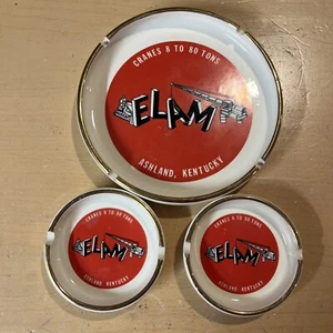 Lot Of 3 Vintage Ashtrays Ceramic Elam Cranes Ashland, KY - Picture 1 of 15
