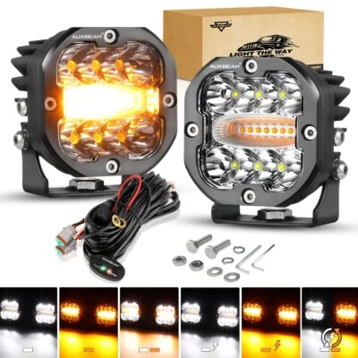 2x Auxbeam 3" LED Pods Cubo Barra de Luz Ámbar 6 Modos Luces Estroboscópicas para Dodge Ram Foto 1 de 4