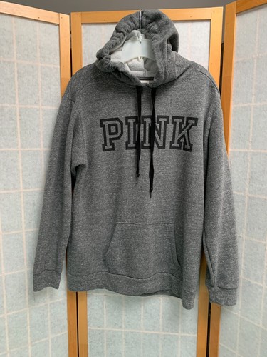 UNDERCOVER FELPA CON CAPPUCCIO VICTORIA'S SECRET "ROSA" PULLOVER S P CH GRIGIO LOGO DAVANTI