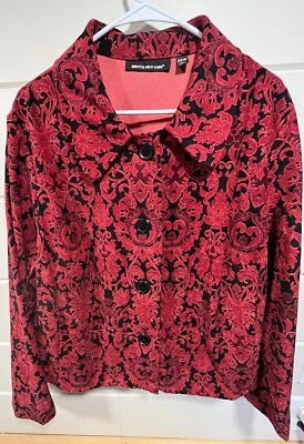 VTG Briggs NewYork Jacket Blazer Red Black Floral Whimsigoth Vampire Women's 20W - Image 1 of 4