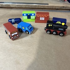 Lot Of Vintage Thomas The Train Wooden Train, Police Car, Fire Truck 9pc
