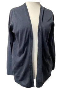 Dress in Cardigan Strickjacke Rücken gehäkelt Langarm blau  Gr. 50 - Bild 1 von 6