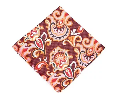 Lord R Colton Masterworks Pocket Square - Pisaq Lava Red Floral Silk - New - Image 1 of 2