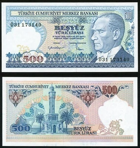 Turkey 500 lira 1983 Kemal Ataturk & Izmir Clock Tower P195(3) UNC - Picture 1 of 9