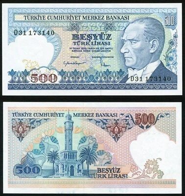 Turkey 500 lira 1983 Kemal Ataturk & Izmir Clock Tower P195(3) UNC - Image 1 of 4