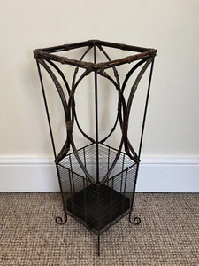 Vintage Umbrella Stand Metal And Bamboo - Picture 1 of 12