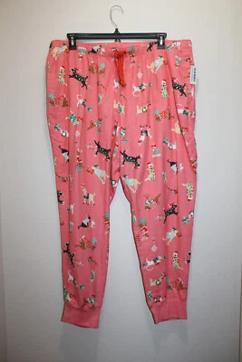 PANTALONES DE PIJAMA DE FRANELA PARA MUJER AZUL MARINO ANTIGUO 100% ALGODÓN NAVIDAD ROSA MLT TALLA XL Foto 1 de 3