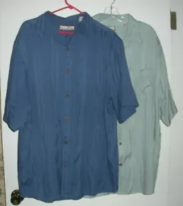 Paradise Blue Men's 2 Shirts Short Sleeve button up Size XXL Blue & Green - Picture 1 of 9
