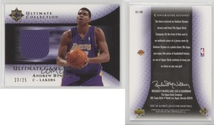 2005-06 Ultimate Collection Game Jersey Gold /25 Andrew Bynum #UJ-AN Rookie RC