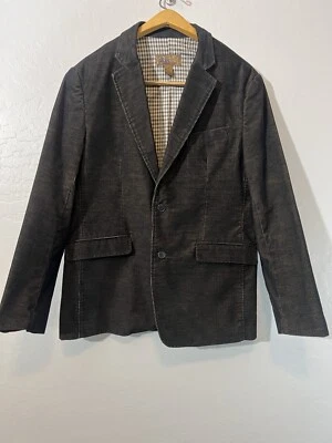 PRONTO UOMO BLUE Blazer Sport Coat Black/Brown Corduroy Medium Academia Preppy - Image 1 of 4