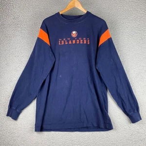 New York Islanders Long-Sleeve T-Shirt Men's Size L Majestic Navy *STAINS READ* - Picture 1 of 10
