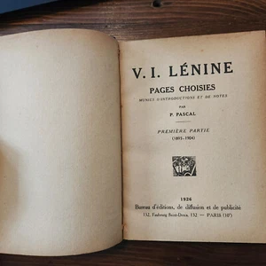 Selected Works (Pages Choisies) by V. I. Lenin (Lénine) - French language - 1926 - Picture 1 of 10