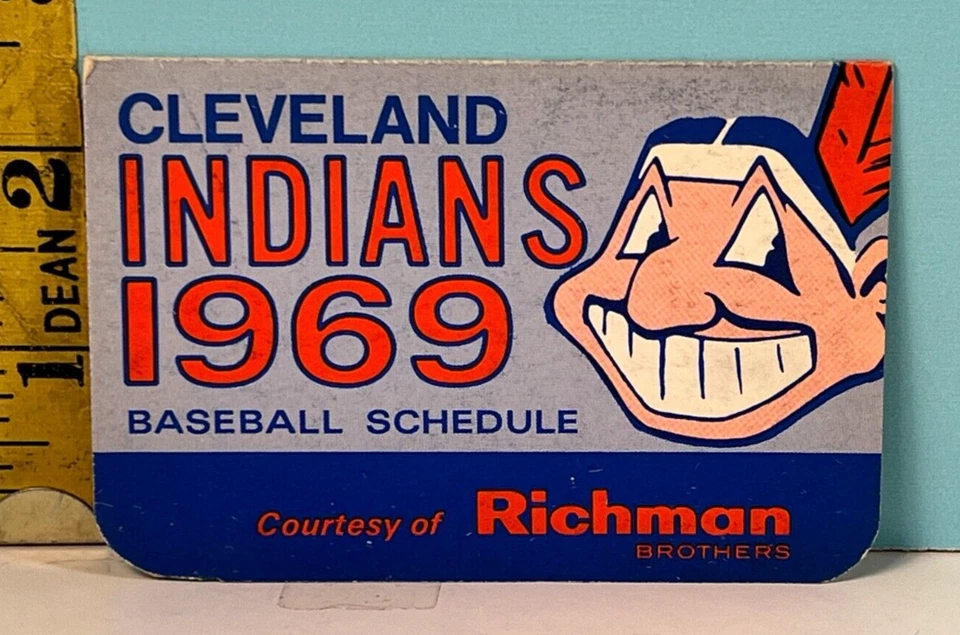 1969 Cleveland Indians Official Baseball Schedule Richman Brothers - Image 1 of 3